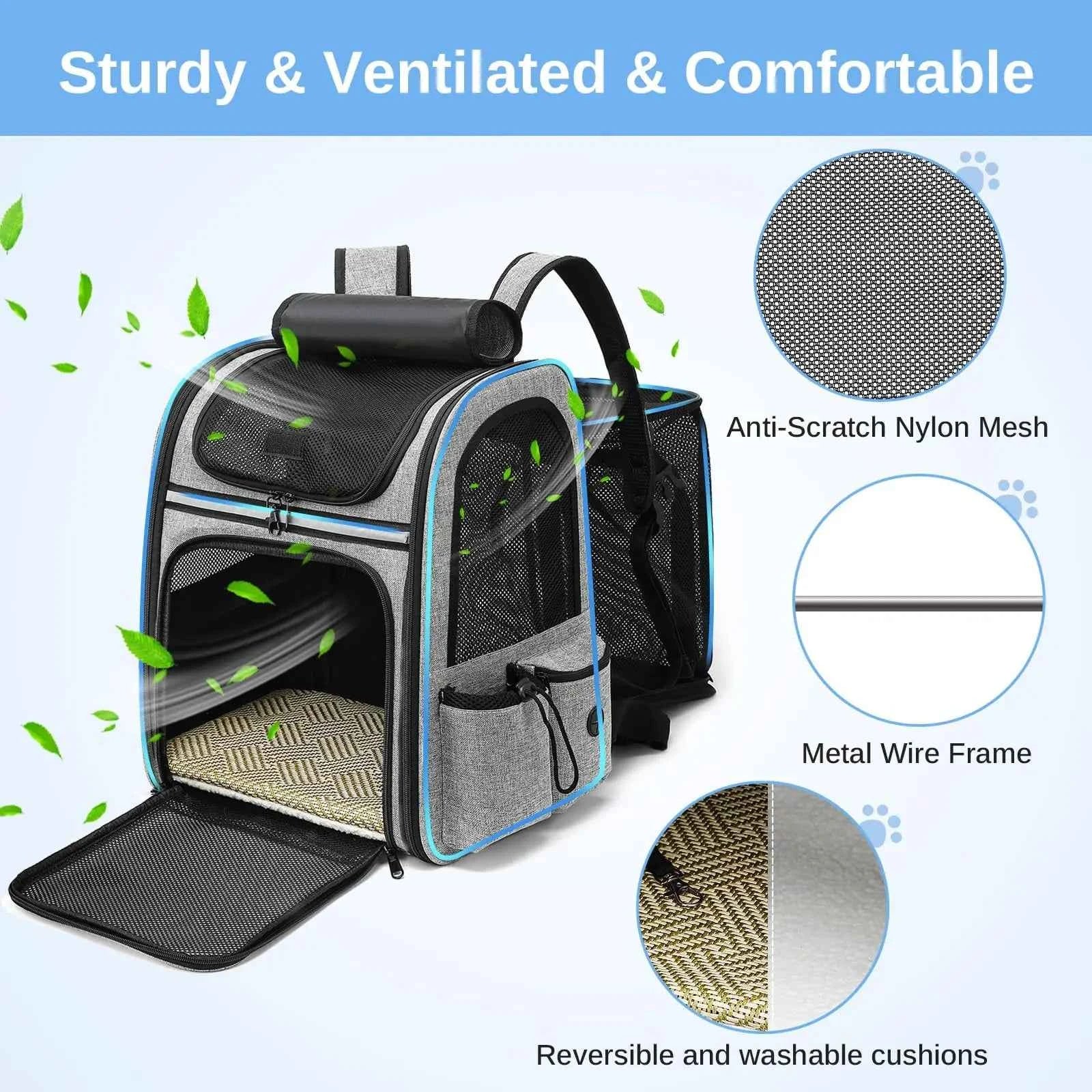 Dogat Pet Backpack Carrier Breathable Mesh Window Foldable For Cats And Dogs
