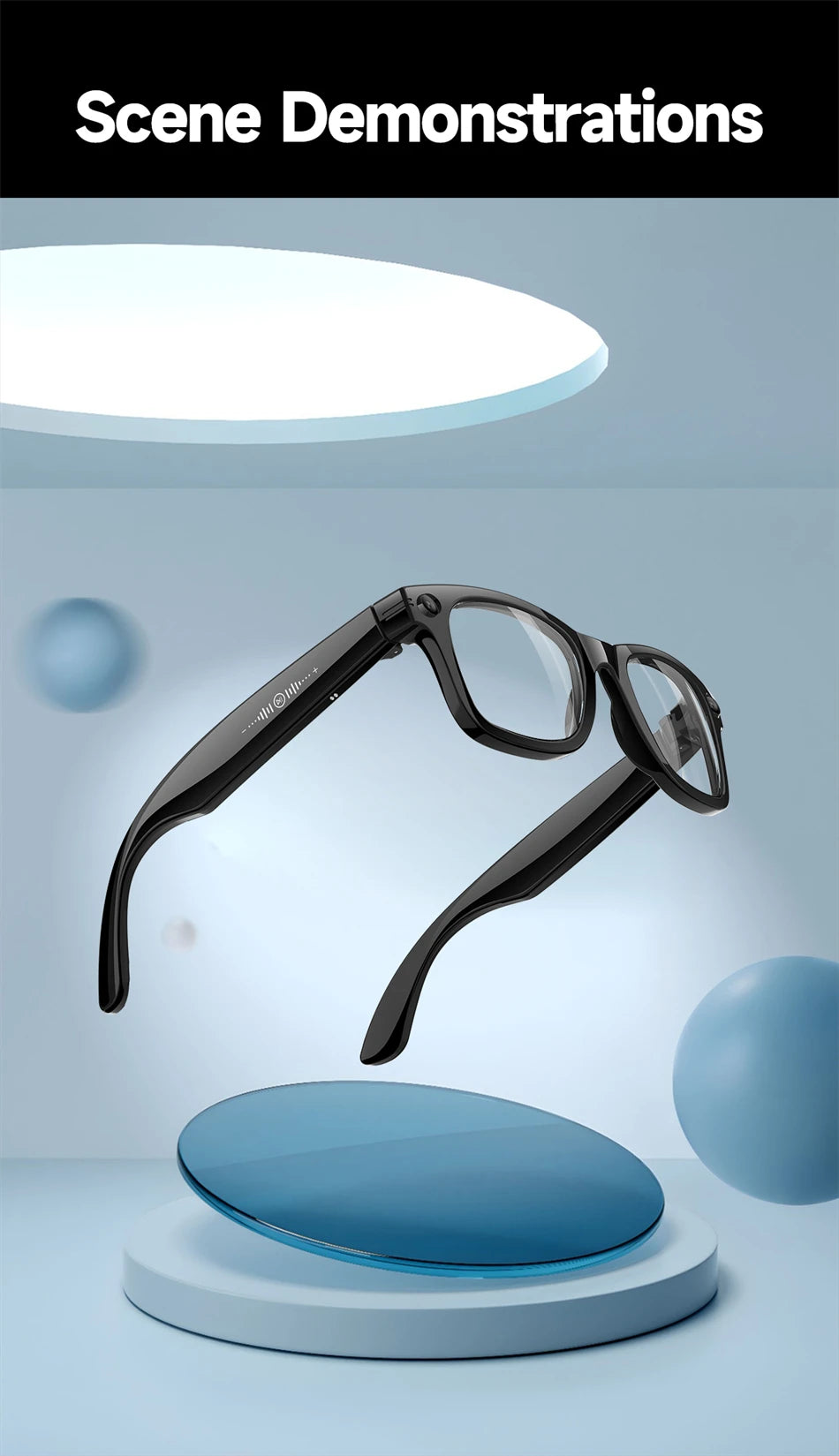 New AI 5MP Camera Smart Glasses 290mAh Waterproof Voice Call Music Bluetooth Smart Sunglasses Video Record Translation Glasees