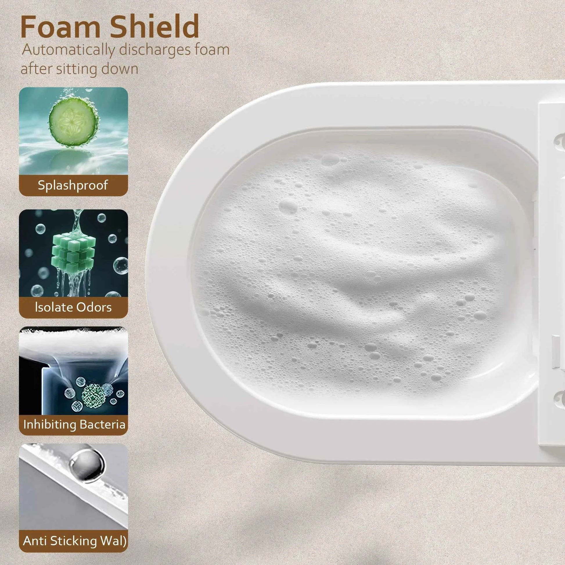 Smart Bidet Toilet Seat Heated Seat Self-Cleaning Nozzle Foam Shield Automatic Lid LED Display Remote Control for Kids Adults