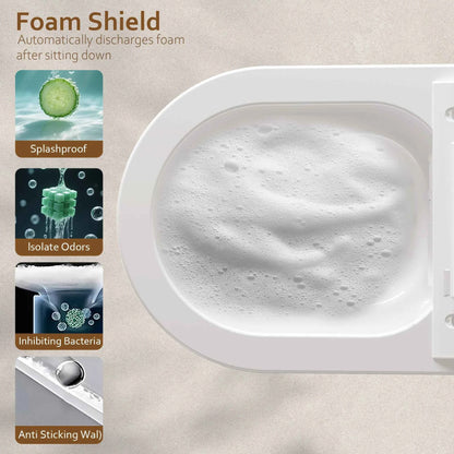 Smart Bidet Toilet Seat Heated Seat Self-Cleaning Nozzle Foam Shield Automatic Lid LED Display Remote Control for Kids Adults