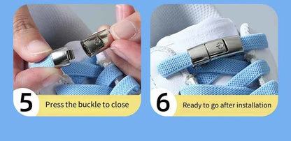 Press Lock Elastic Shoelaces 8mm Flat No Tie For Shoes Kids Adults