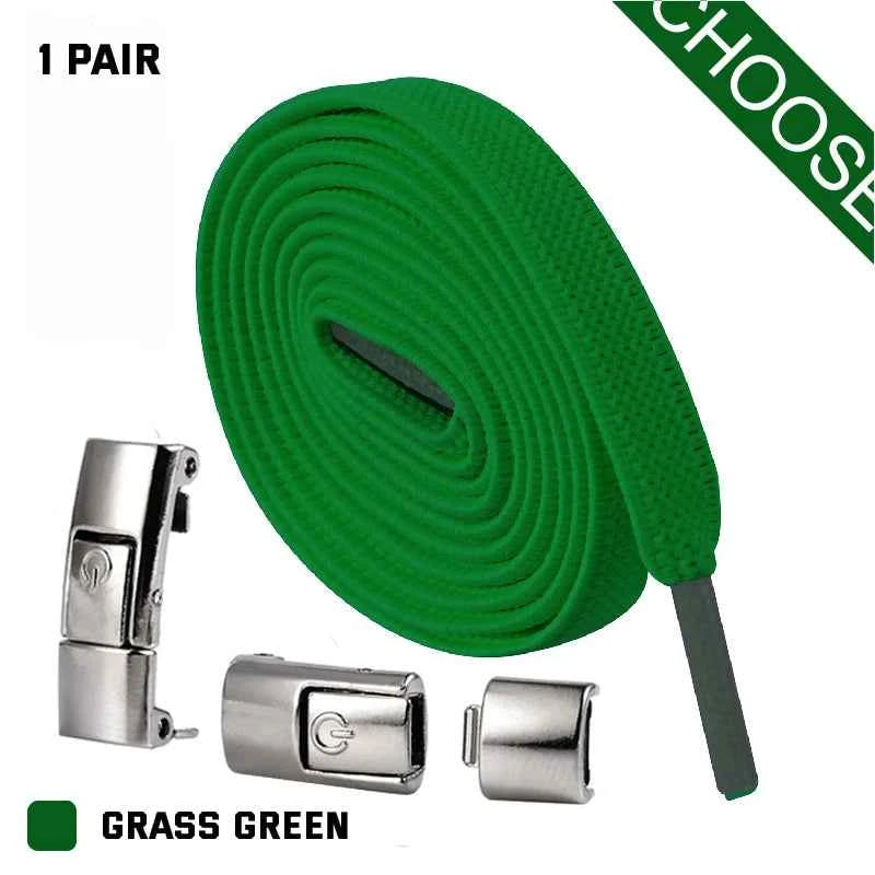Press Lock Elastic Shoelaces 8mm Flat No Tie For Shoes Kids Adults