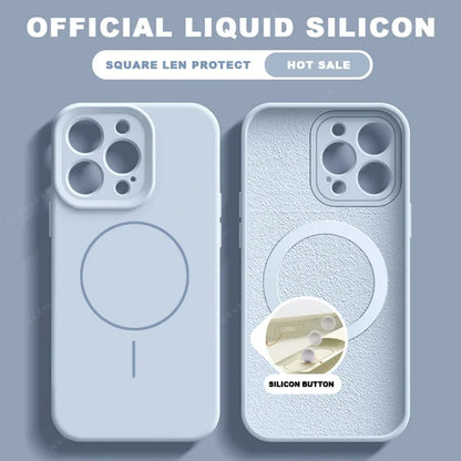 Luxury Liquid Silicone Magnetic Phone Case For iPhone 15 14 16 Plus 16E 11 12 13 16 Pro Max SE4 Magsafe Charge Protector Cover