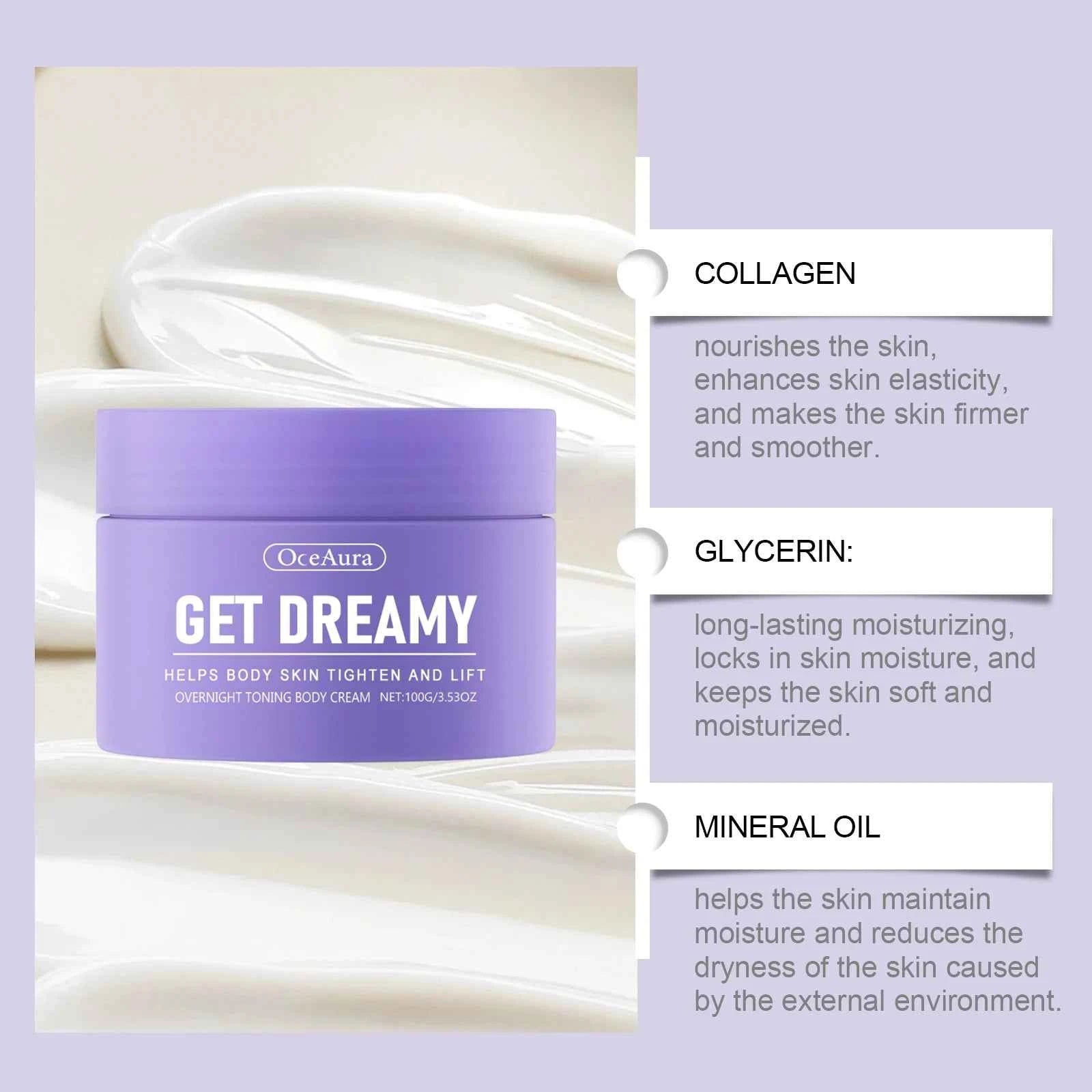 OceAura Dreamy Body Firming Cream 100ml Moisturizing Skin Care Anti Wrinkle