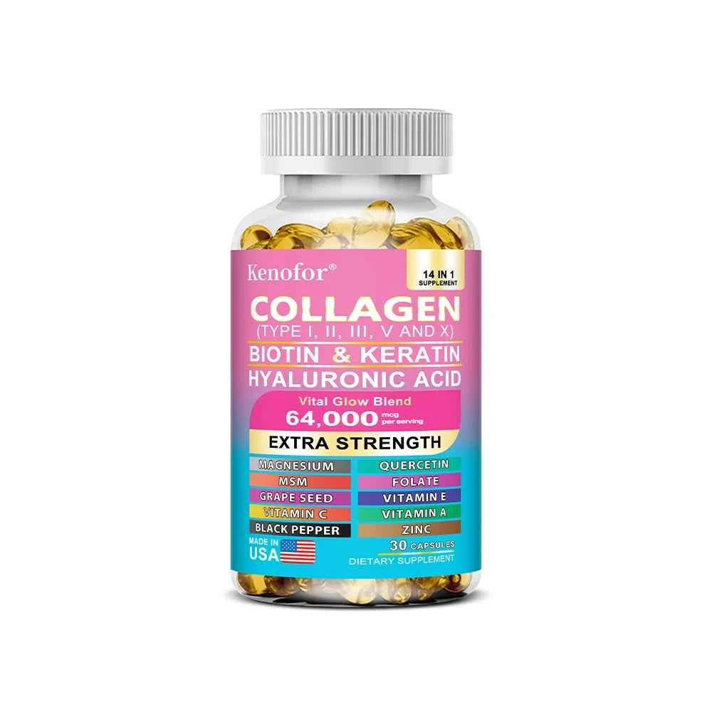 14 In 1 Collagen Capsules Biotin Keratin For Skin Hair Nails Anti Aging