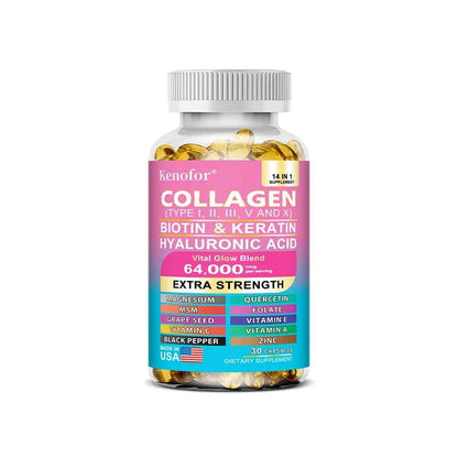 14 In 1 Collagen Capsules Biotin Keratin For Skin Hair Nails Anti Aging