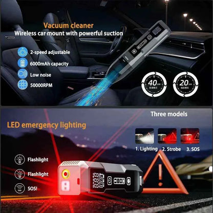 5 IN 1 Jump Starter For Car Battery Car Jump Starter Heavy Duty Jumpstarter Heavy Duty With Air Pump & Vacuum Cleaner
