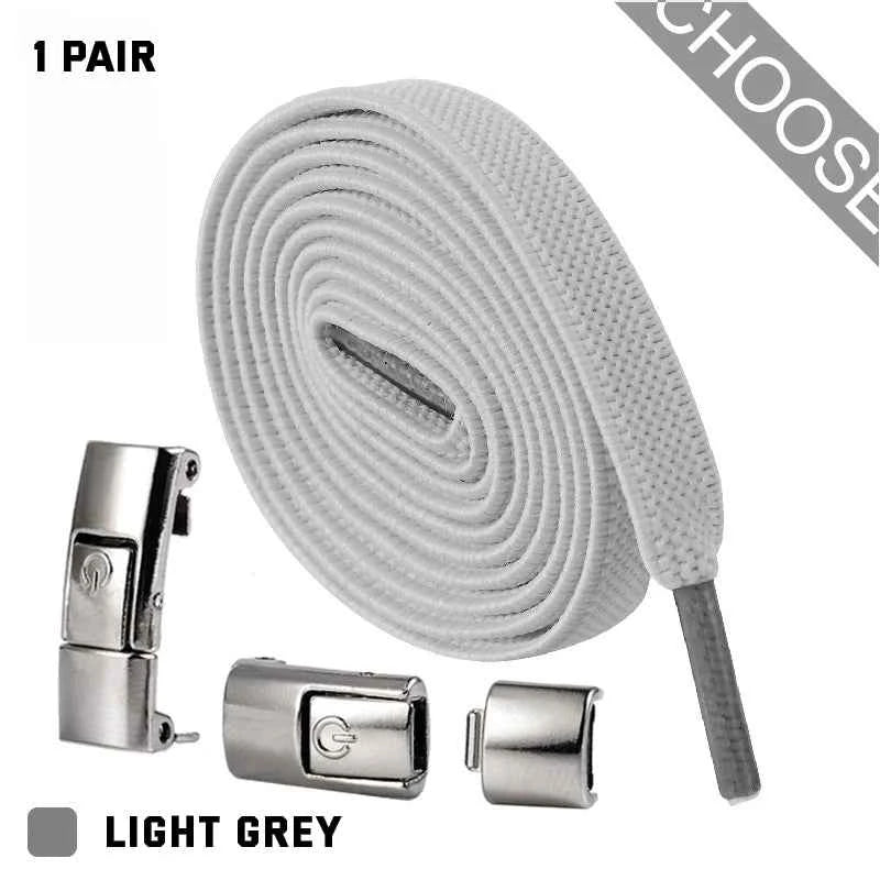 Press Lock Elastic Shoelaces 8mm Flat No Tie For Shoes Kids Adults