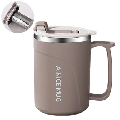 500ml Insulated Coffee Cup Stainless Steel Double-layer Vacuum Water Bottle with Tea Strainer Simple Thermos Cup Outdoor Sports