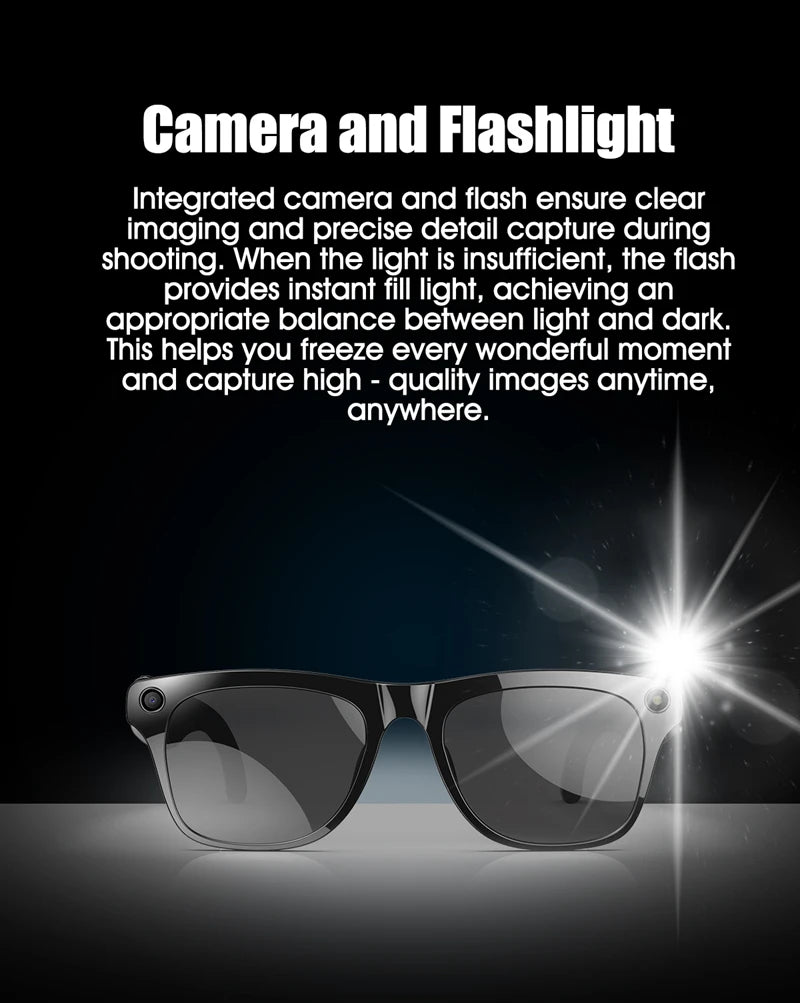For Xiaomi 4K AI Smart Glasses Chat GPT HD Camera Bluetooth Call Voice Assistant Music Player Translate Photochromic Glasses