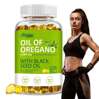 Oregano Oil Softgels With Black Seed Oil For Digestion Immune Support 120 Count