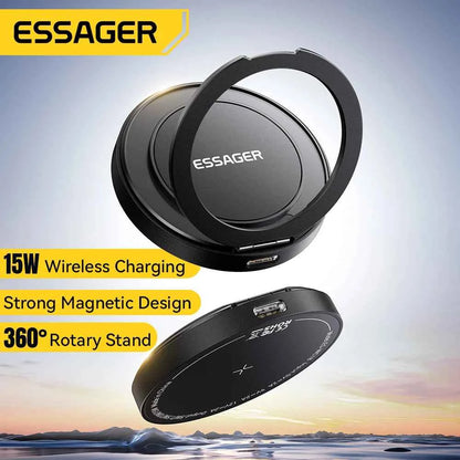 Essager Magnetic Wireless Charger With Holder 15W For IPhone 14 15 16 17 Pro Max