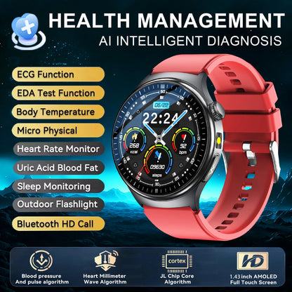 2026 New upgrade Health Check Smart Watch ECG Blood Lipid Uric Acid Body Fat BP Sport Waterproof HD Call Smart Watch Man Women