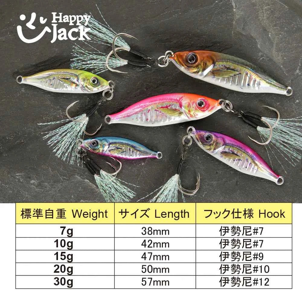 HappyJack Metal Jig 7G 10G 15G 20G 30G Slow Jig Sea Fishing Lure For Trout