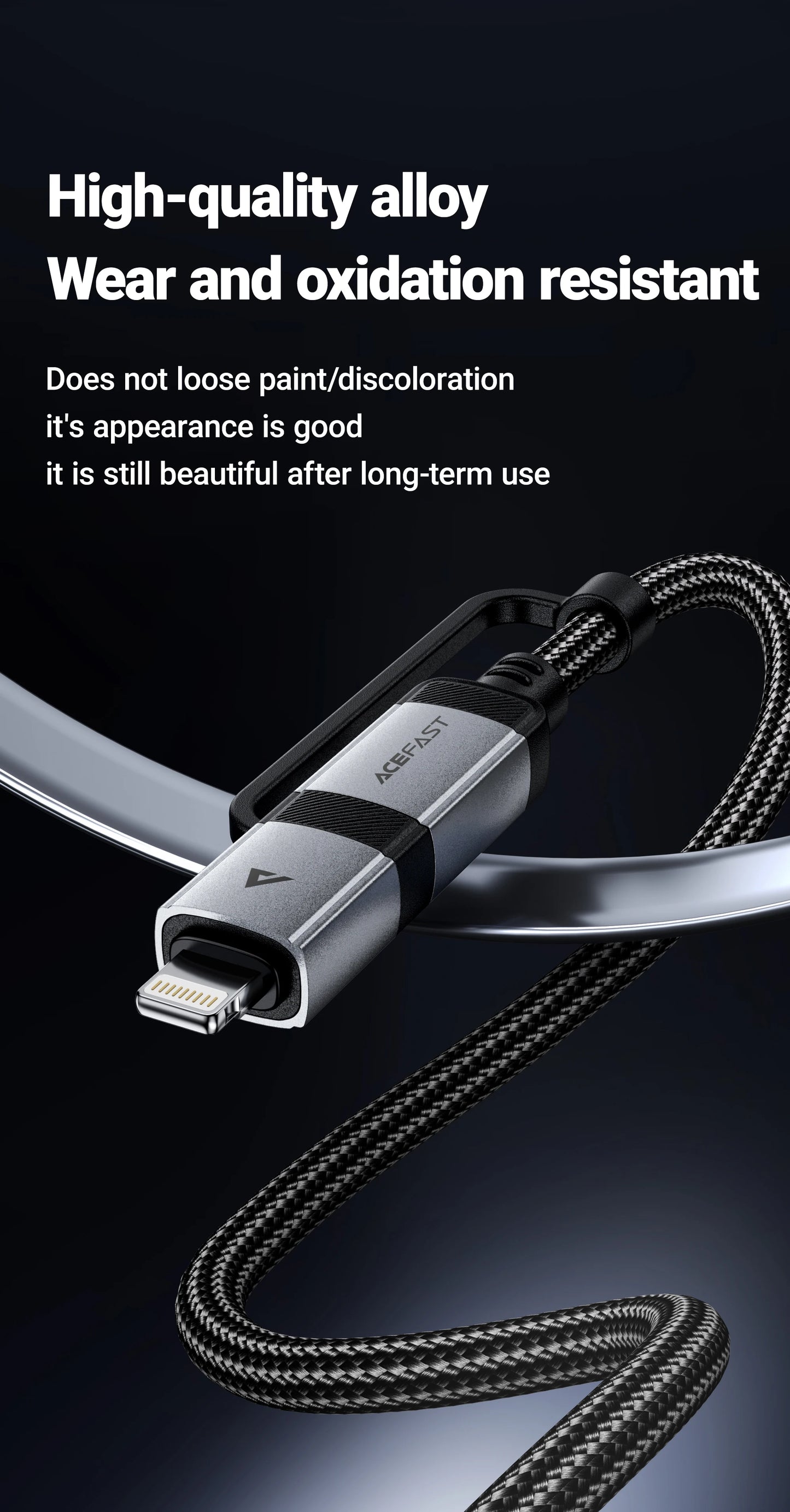 ACEFAST 2 in 1 MFi Certified USB-C to USB-C / Lightning Fast Charging PD60W Phone Cable For iPhone 16/15 Pro Max Wired Cord 1.2M
