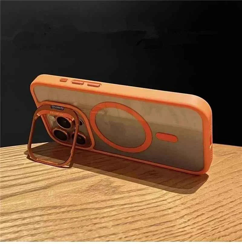 Luxury Magnetic Shockproof Phone Case For iPhone 11 12 13 14 15 16 Pro Max Plus Magsafe Glass Lens Stand Protection Back Cover