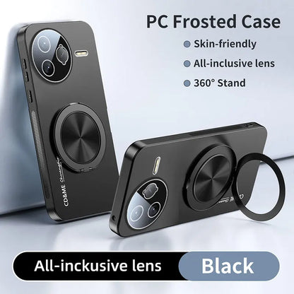 Luxury Shockproof AG Matte Case For XIAOMI POCO F7 Ultra F7 Pro Magnetic PC Frosted 360 Degree Bracket Stand Protective Cover