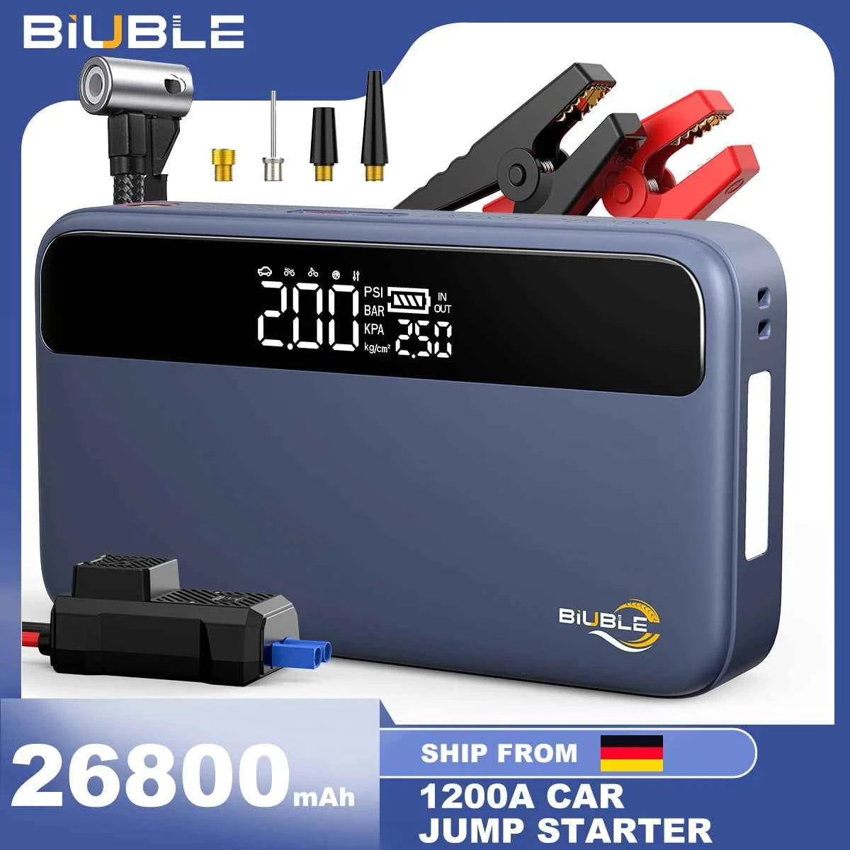 4 In 1 8000A Car Jump Starter 150PSI Air Pump Car Battery Booster Engine Starting Device Tire Air Compressor Power Bank