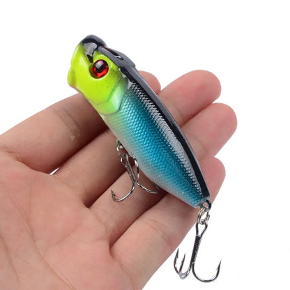 Topwater Popper Lures 6.5cm 12g Hard Bait Wobblers With 6 Hooks
