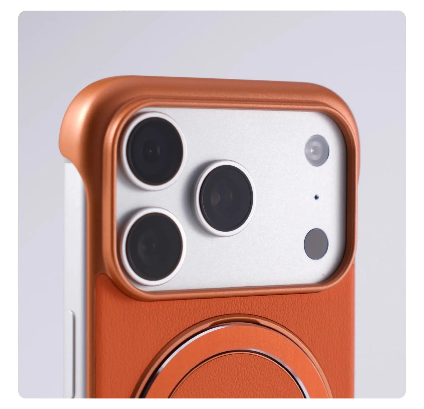 Borderless Leather Ring Holder Bracket Phone Case For iPhone 17 Air 16 15 14 13 12 11 Pro Max Plus Magnetic Magsafe Hard Cover