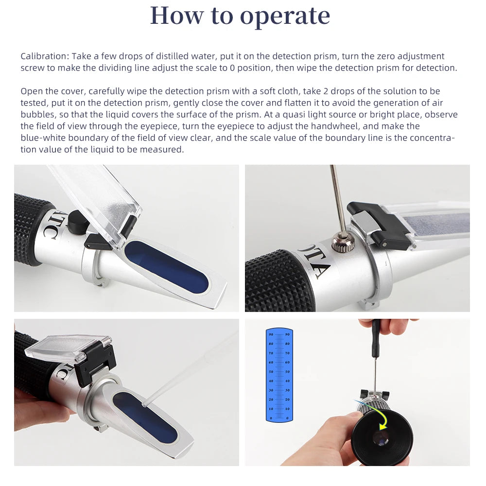 0-90% Handheld Brix Refractometer Sugar Content Tester Honey Fruit Juice Liquids Beekeeping Sugar Refractometer with Retail Box