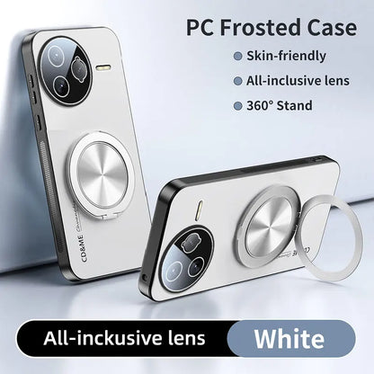 Luxury Shockproof AG Matte Case For XIAOMI POCO F7 Ultra F7 Pro Magnetic PC Frosted 360 Degree Bracket Stand Protective Cover