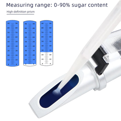 0-90% Handheld Brix Refractometer Sugar Content Tester Honey Fruit Juice Liquids Beekeeping Sugar Refractometer with Retail Box