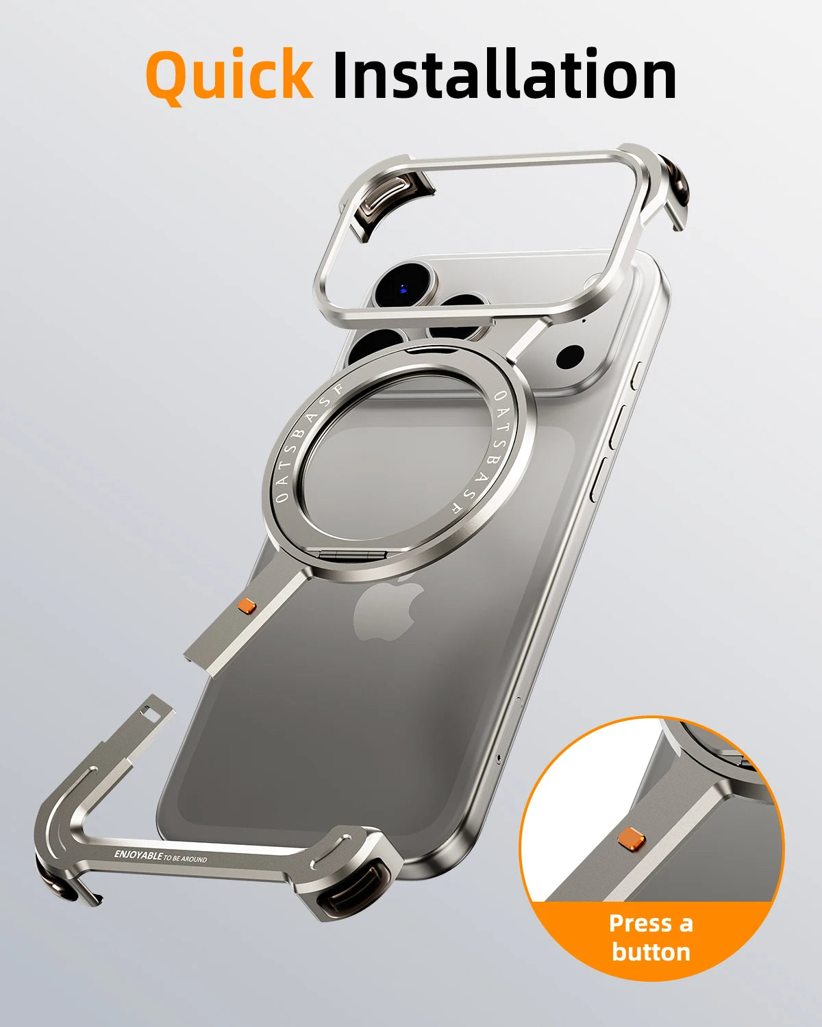 Eary Z Case for iPhone 17 Pro Max Air Phone Case Frameless with 360°Rotation Magnetic Stand Magsafe Shockproof Protective Cover