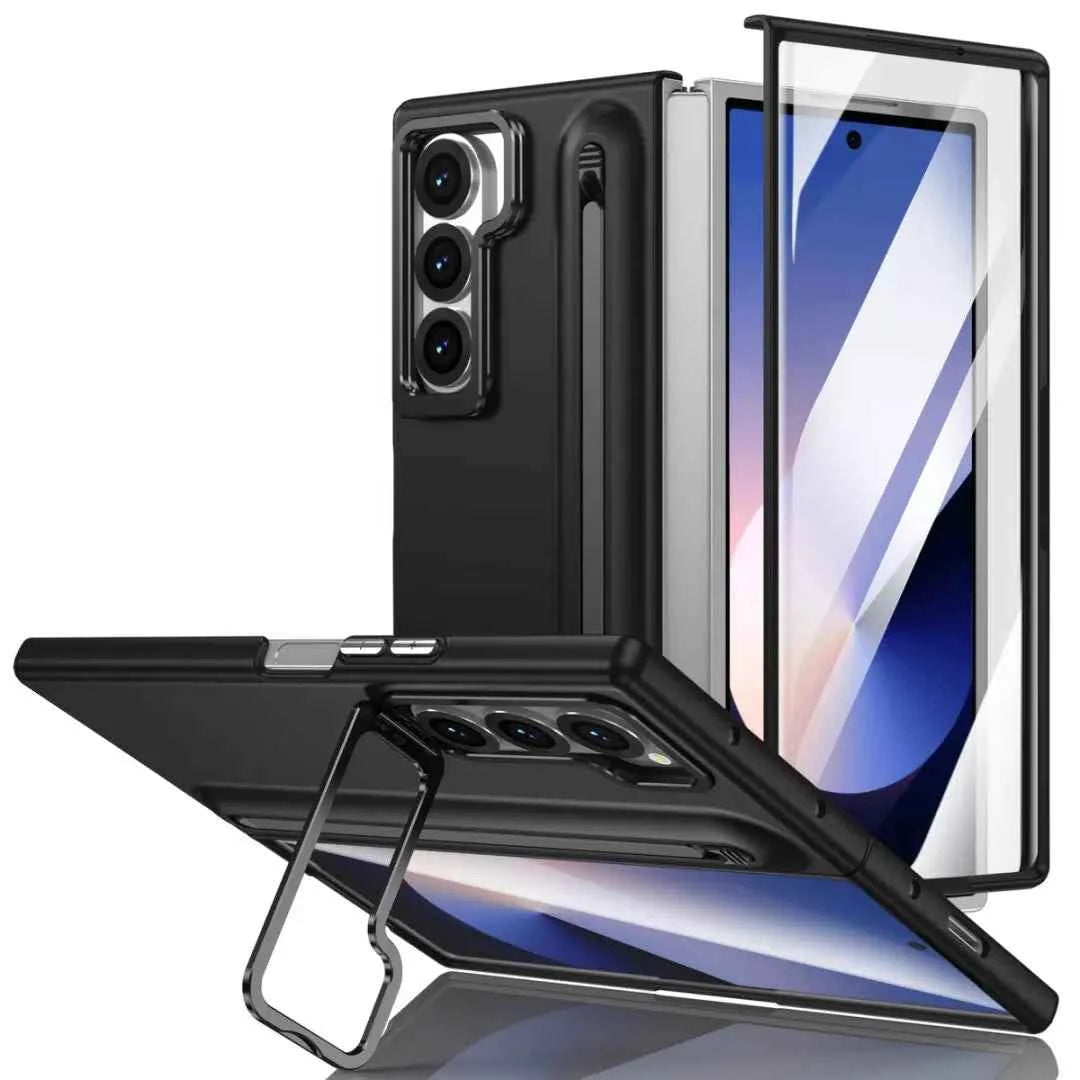 Phone case with S Pen for Galaxy Fold6 Fold5 Built in Screen Protector Phone Cover with Foldable Kickstand Fold4 Fold3  Cover