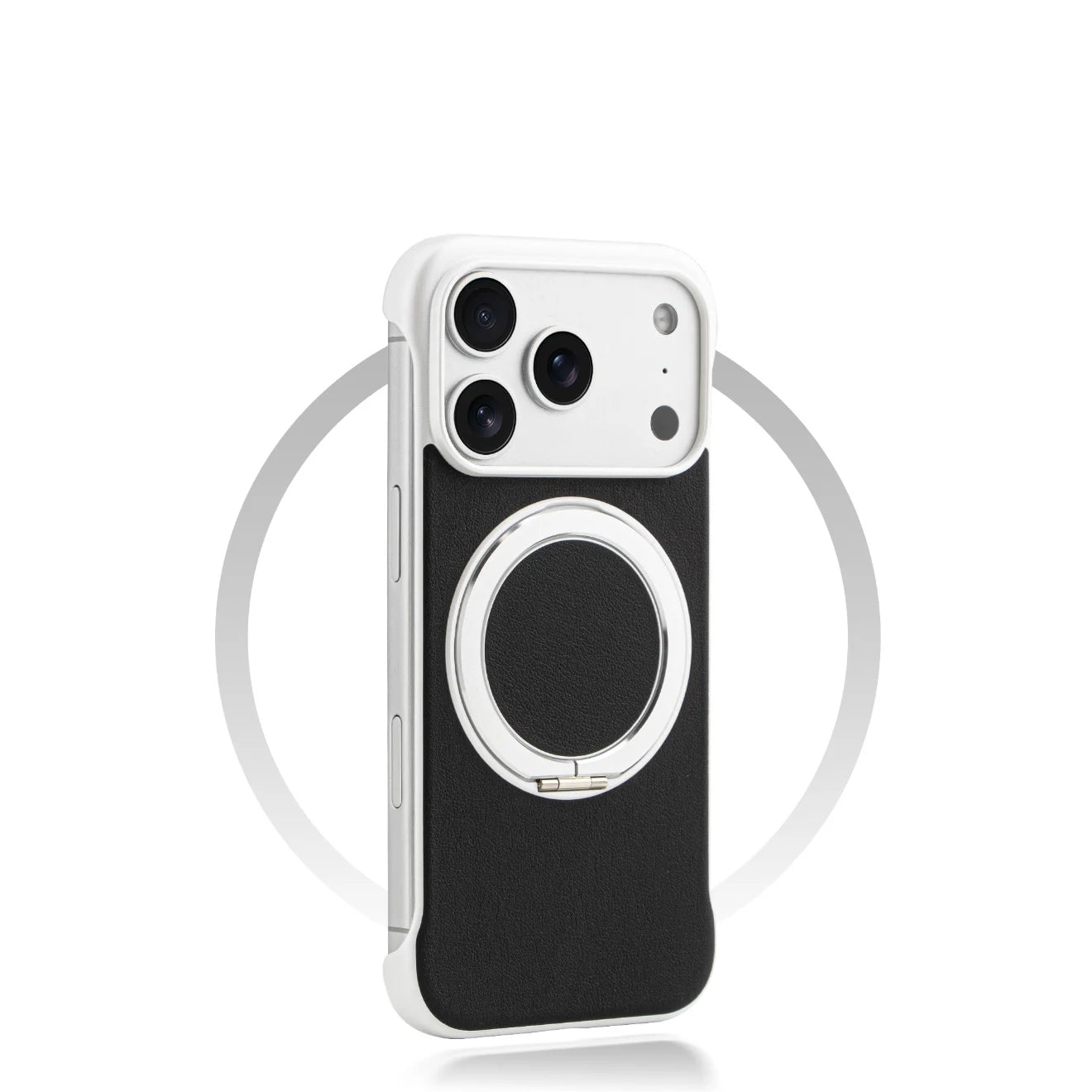 Borderless Leather Ring Holder Bracket Phone Case For iPhone 17 Air 16 15 14 13 12 11 Pro Max Plus Magnetic Magsafe Hard Cover