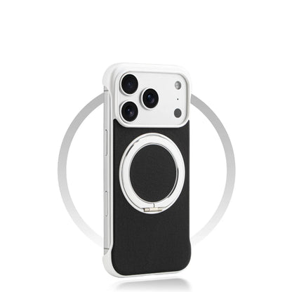 Borderless Leather Ring Holder Bracket Phone Case For iPhone 17 Air 16 15 14 13 12 11 Pro Max Plus Magnetic Magsafe Hard Cover