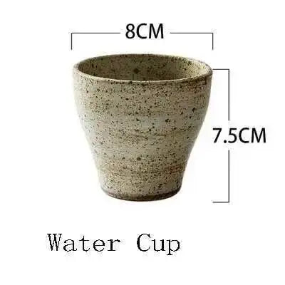 Retro Handmade Stoneware Rice Soup Bowl Tea Cup Round Steak Salad Dinner Plate Dishes Home Dining Dish Japanese Tableware Set