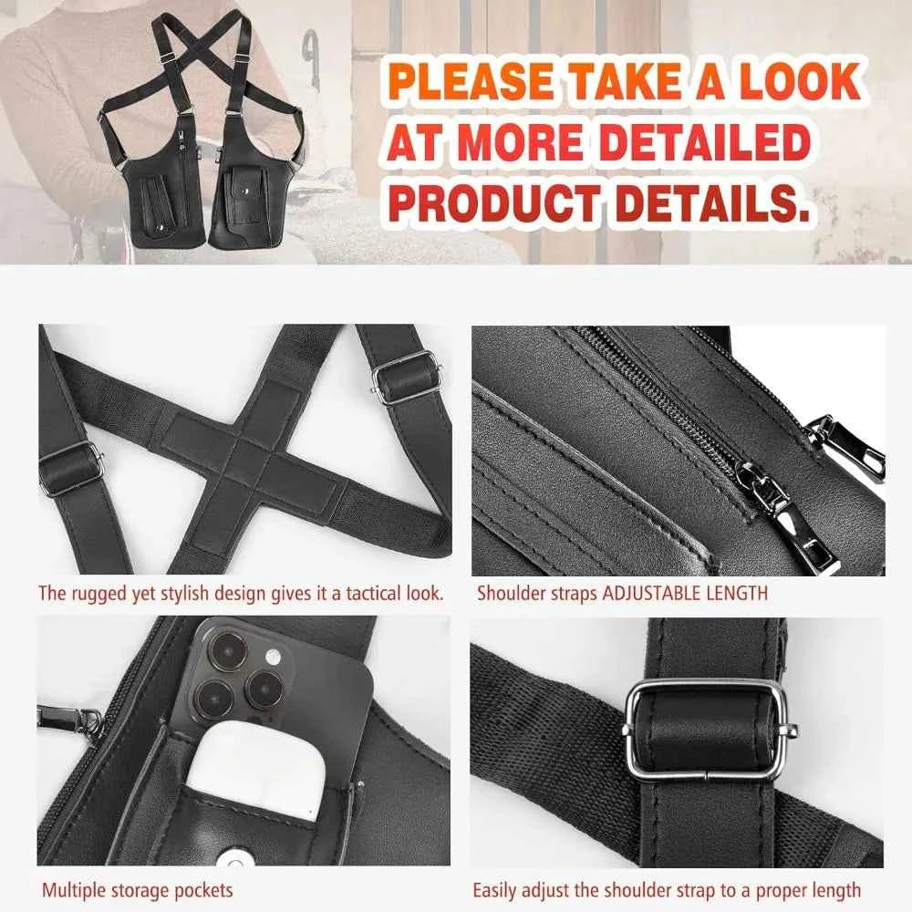 Men's Shoulder Underarm Bag, Anti theft Hidden Adjustable Strap Leather Cover