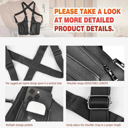 Men's Shoulder Underarm Bag, Anti theft Hidden Adjustable Strap Leather Cover