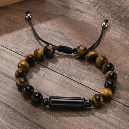 Men's Lava Stone Beads Urn Bracelets For Ashes Cremation Keepsake Jewelry Casual