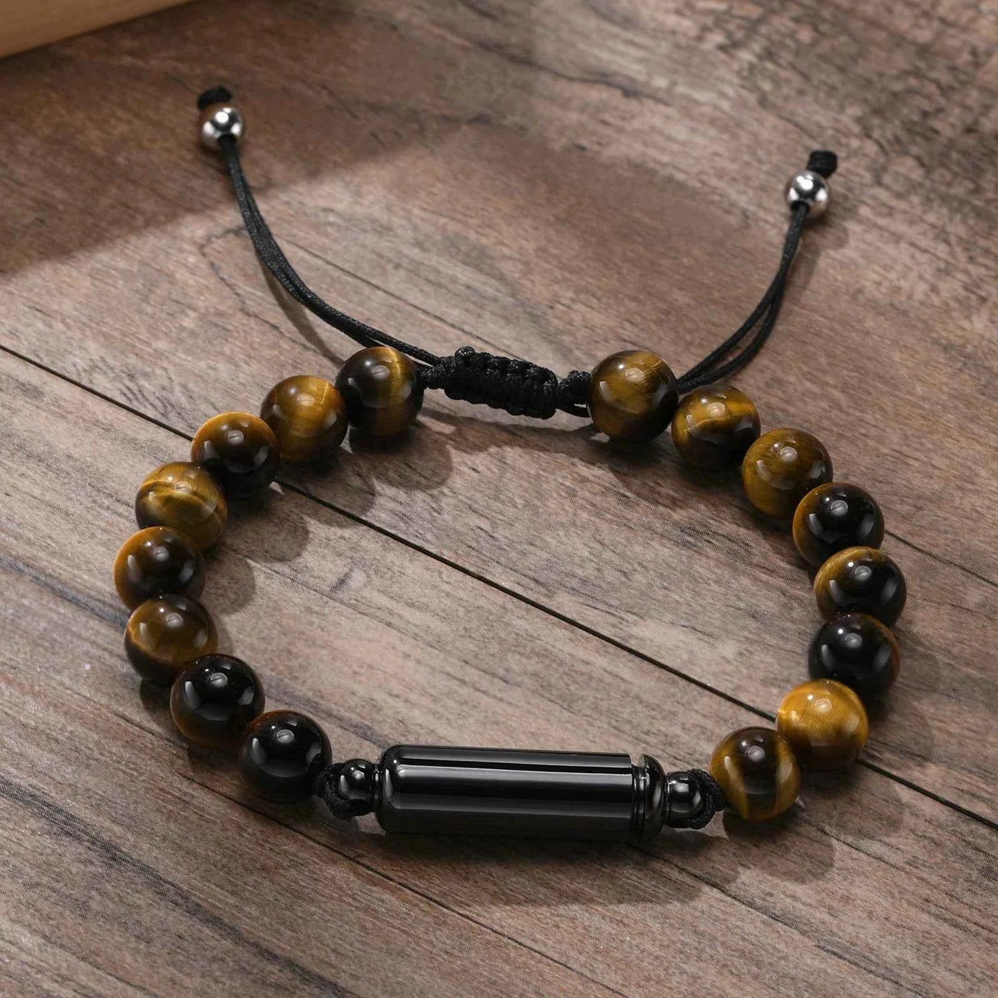 Mens Lava Stone Urn Bracelet for Ashes Cremation Keepsake Memorial Jewelry