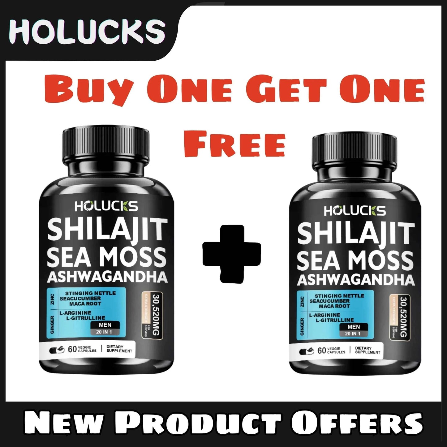 Buy 1 Get 1 Free Pure Shilajit Sea Moss Supplement For Testosterone And Energy