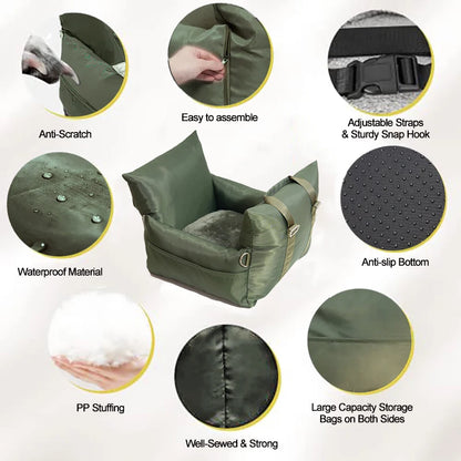 Winter Waterproof Luxury Dog Car Seat Pet Beds Comfortable Puppy Dog Bed Soft Travel Pet Car Seat with Safety Buckle