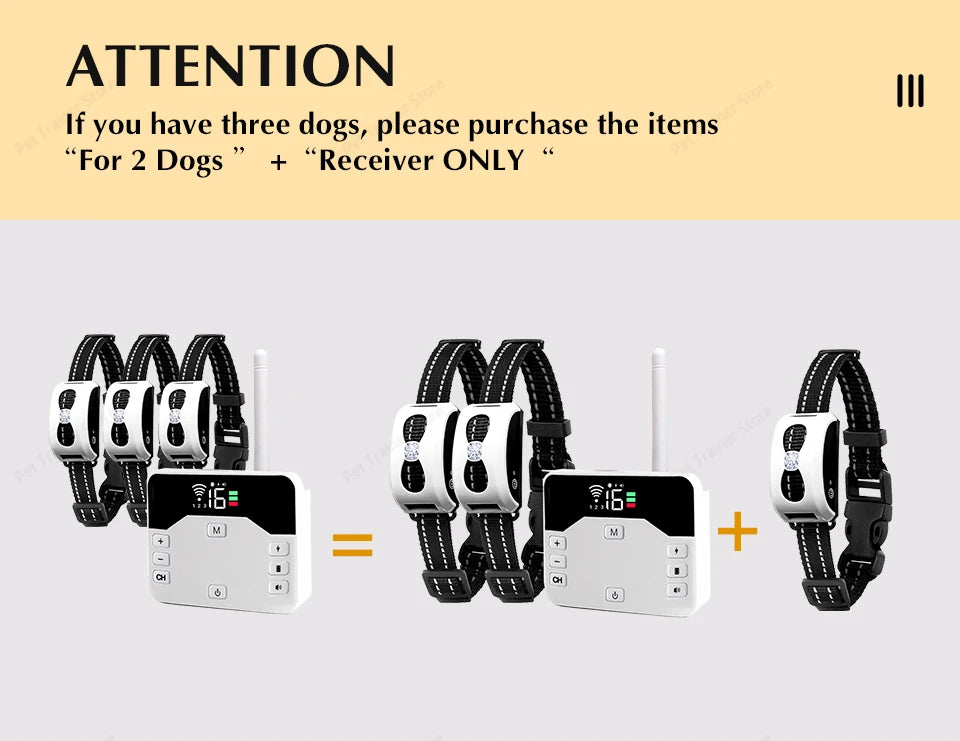 2 IN 1 Wireless Electronic Dog Fence System & Remote Training Collar Beep Shock Vibration and Pet Containment For All Size Puppy