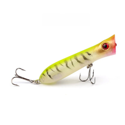 Popper Hard Bait Wobbler Lure 80mm 12g 6 Hook Floating Trailer Ocean Fishing