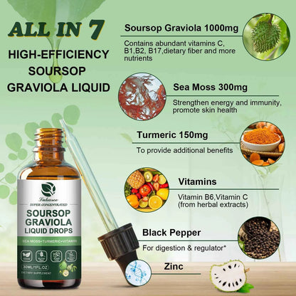 30ml Soursop Graviola Extract Drops Immunity Digestion Detox Gluten Free
