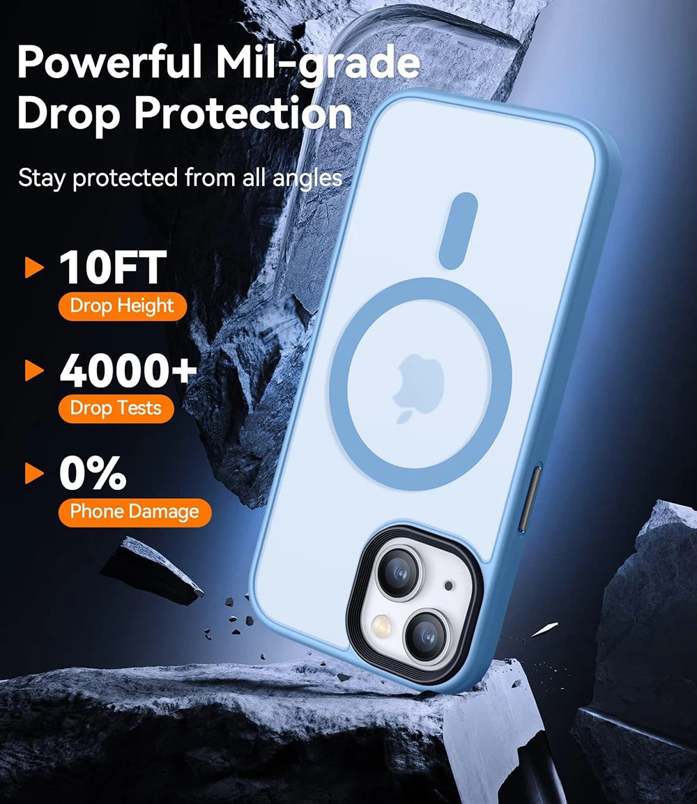 Magsafe Magnetic Luxury Armor Shockproof Case For iPhone 16 15 14 13 12 11 Pro Max Plus Wireless Charge Cover Matte Translucent