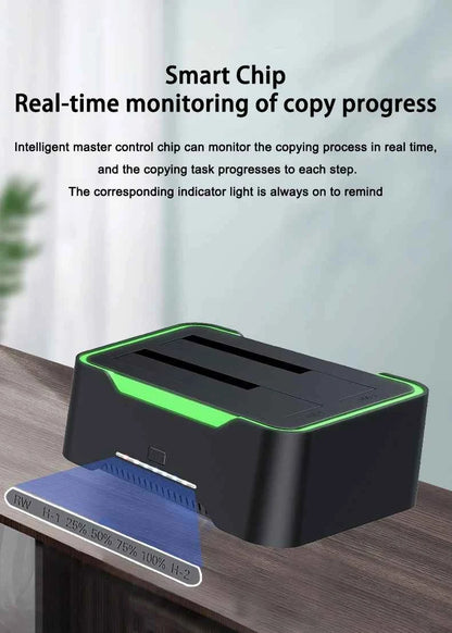 2.5 3.5 Inch Dual Disk SATA Hard Drive Dock USB3 RGB Lights USB C 3.1 12V 3A