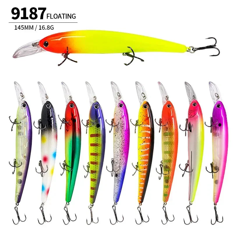 Deep Diving Fishing Lures 145mm Floating Minnow Long Tongue Board 16.8g