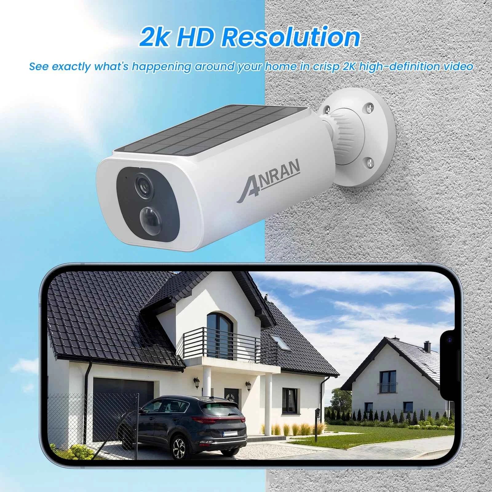 ANRAN 2 3 4 Pack Outdoor WiFi Solar Battery Camera Floodlight Night Vision Alarm