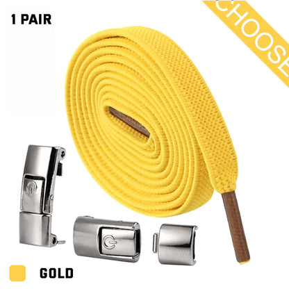Press Lock Elastic Shoelaces 8mm Flat No Tie For Shoes Kids Adults