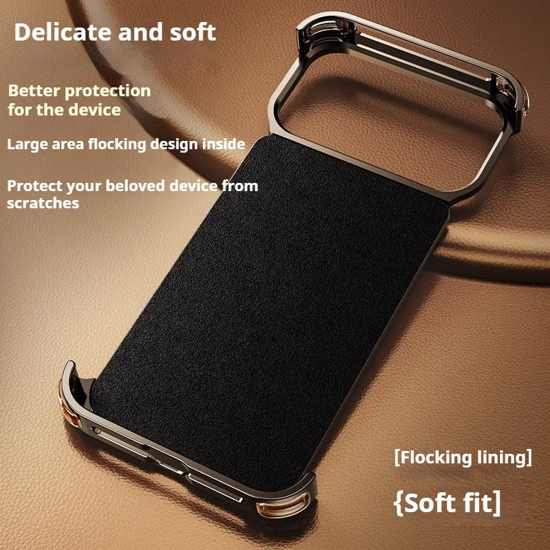 Eary for iPhone 17 Pro Max Air Phone Case Genuine Leather Magsafe Frameless Shell With 360°Rotate Magnetic Stand Anti-Drop Cover