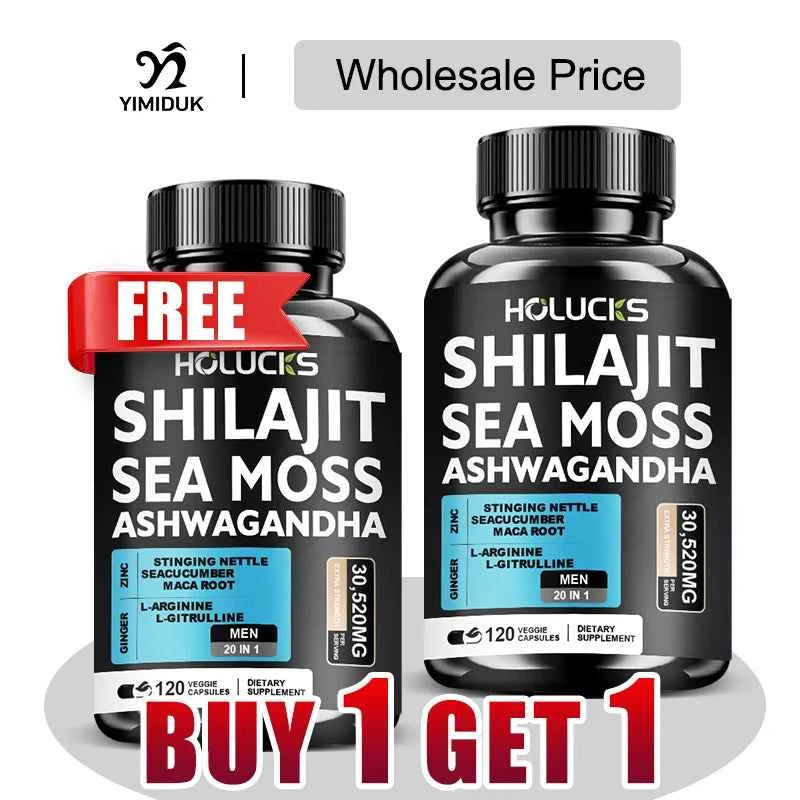 Buy 1 Get 1 Free Pure Shilajit Sea Moss Supplement For Testosterone And Energy