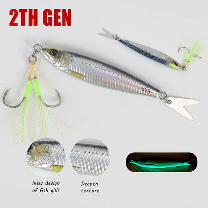 Tolu 2024 3D Printed Fast Sinking Metal Jig Lure Saltwater Shore Casting 20g 80g
