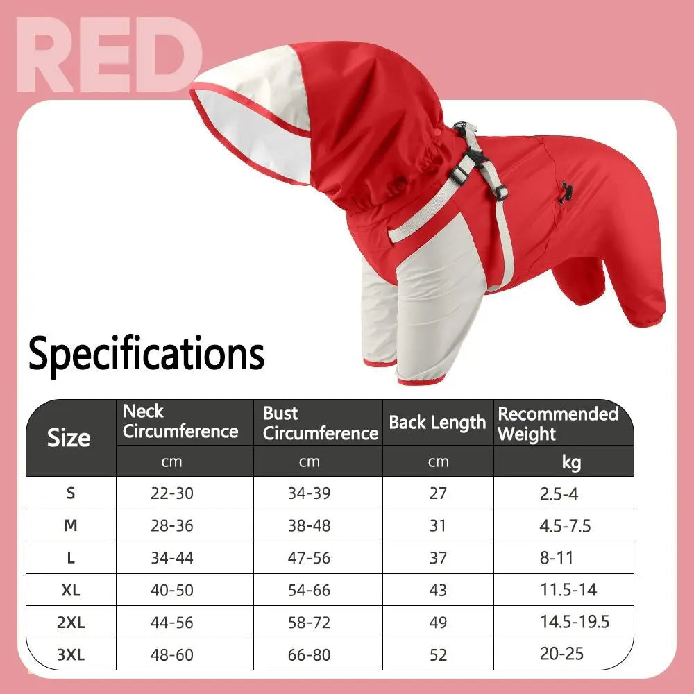 Waterproof Pet Dog Raincoat with Hat Lightweight Outdoor Dog Raincoat Reflective Stripe S-XXL Dog Rain Cape Pet Supplies